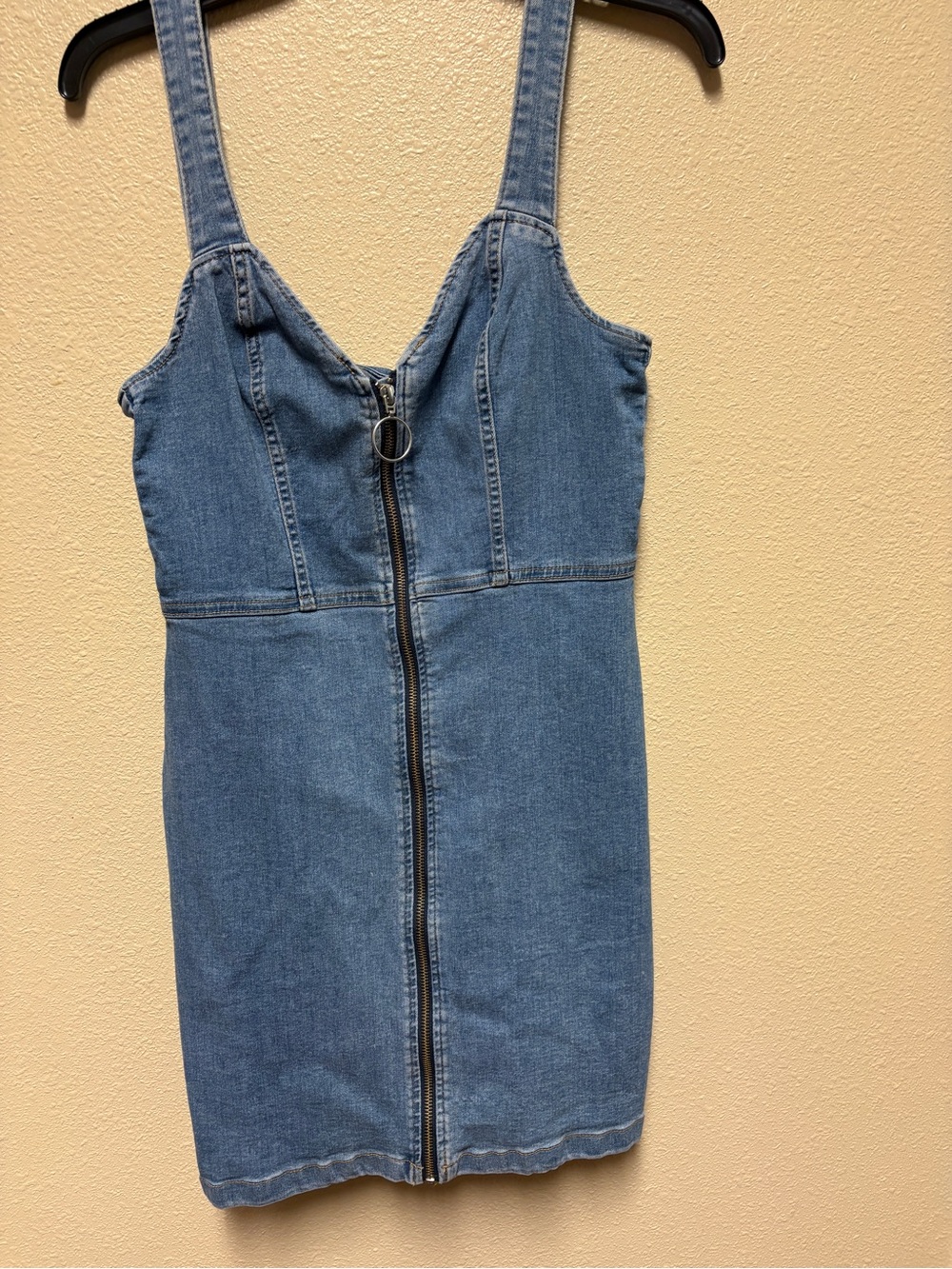 H&M Divided Light Blue Denim Mini Dress with Front Zip